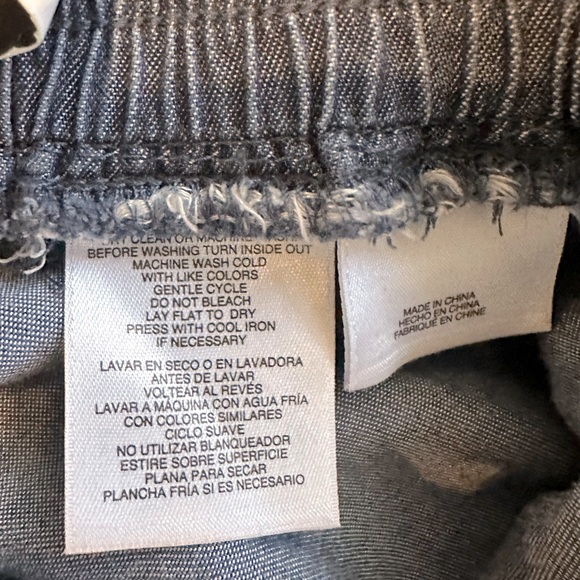 NINE WEST high rise chambray pull on elastic waist cargo jogger pants sz Large - Picture 5 of 7